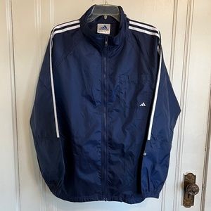 Men's ADIDAS 3 Stripe Windbreaker Navy Blue Size M